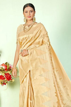 Light Golden Zari Woven Banarasi Saree