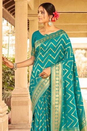 Light Sea Green Banarasi Saree