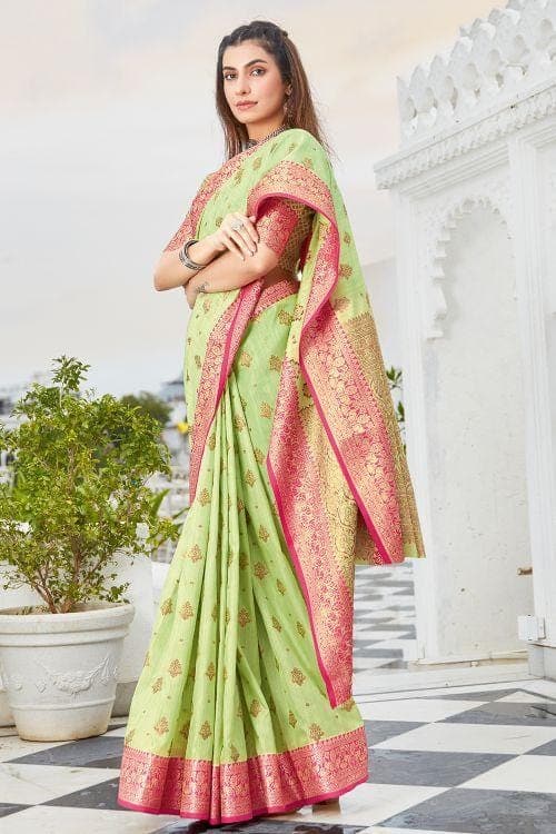 Banarasi Saree Lime Green Banarasi Raw Silk Saree saree online