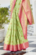 Banarasi Saree Lime Green Banarasi Raw Silk Saree saree online