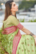 Banarasi Saree Lime Green Banarasi Raw Silk Saree saree online