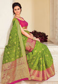 Banarasi Saree Lime Green Zari Woven Banarasi Saree saree online