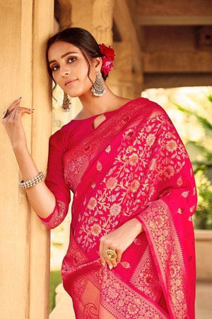 Magenta Pink Banarasi Saree