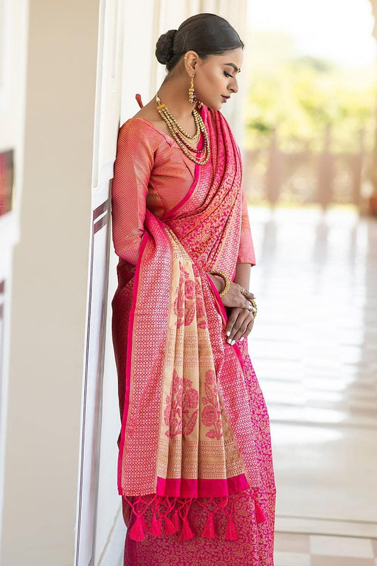 Banarasi Saree Magenta Pink Banarasi Saree saree online