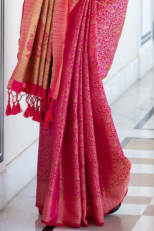 Magenta Pink Banarasi Saree