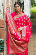 Magenta Pink Zari Butta Saree