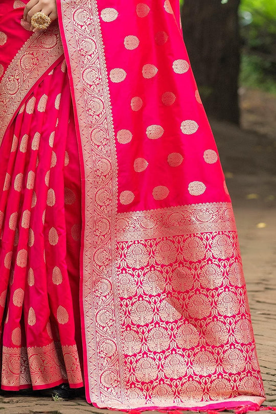 Magenta Pink Zari Butta Saree