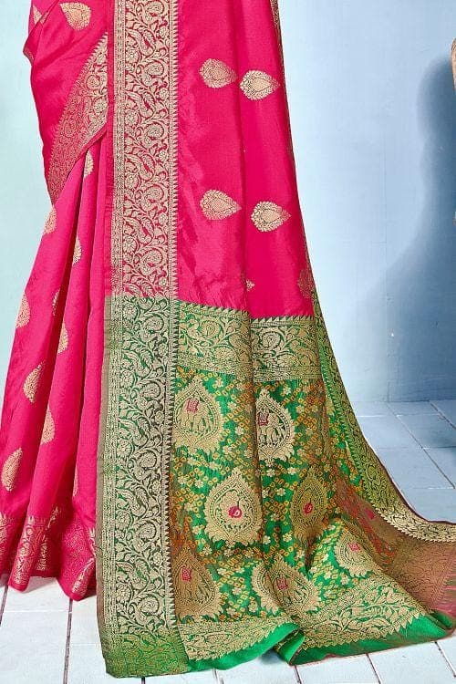 Banarasi Saree Magenta Pink Zari Butta Woven Banarasi Saree saree online