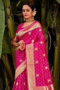 Banarasi Saree Magenta Pink Zari Weaved Banarasi Saree saree online
