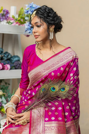 Magenta Purple Banarasi Butti Saree