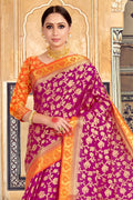 Magenta Purple Banarasi Cotton Saree