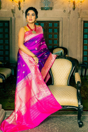 Magenta Purple Banarasi Saree