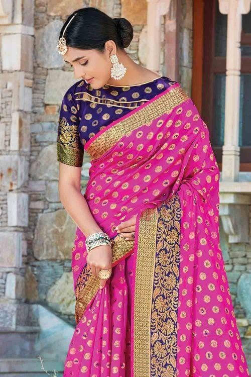 Magenta Purple Butta Banarasi Saree