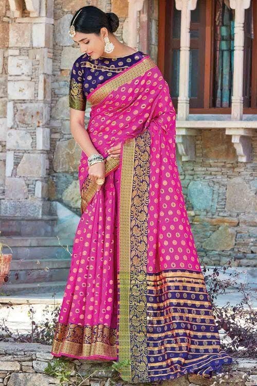 Magenta Purple Butta Banarasi Saree
