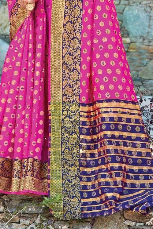 Magenta Purple Butta Banarasi Saree