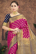 Magenta Purple Zari Butta Saree