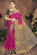 Magenta Purple Zari Butta Saree