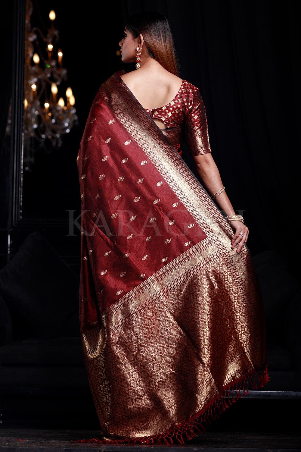 Wedding saree maroon colour hotsell