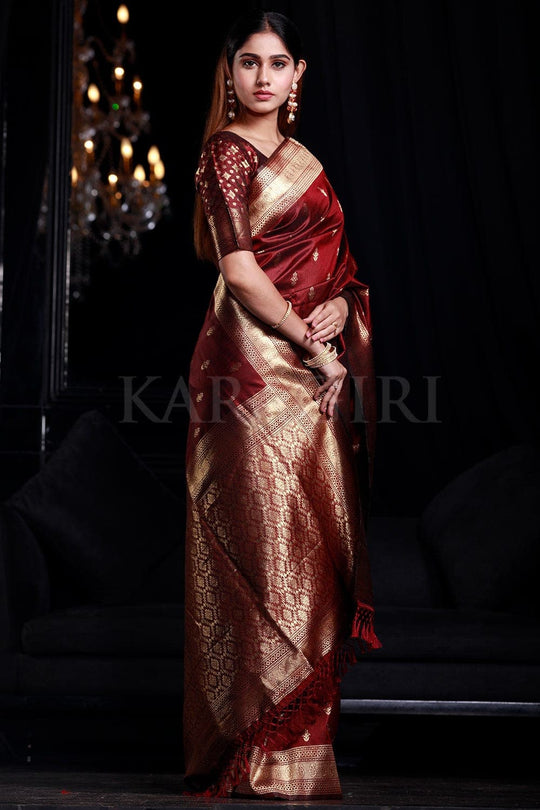 Banarasi Saree Mahogany Maroon Banarasi Saree saree online