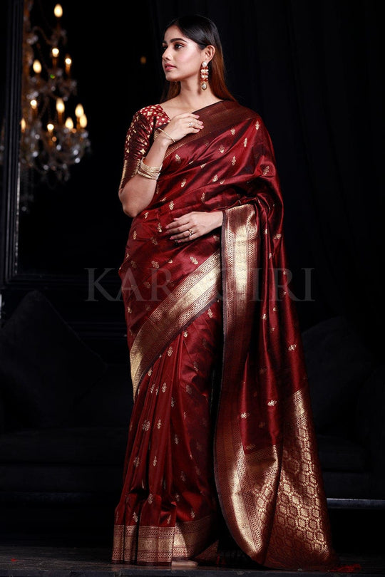 Banarasi Saree Mahogany Maroon Banarasi Saree saree online