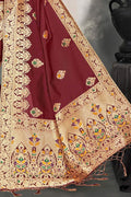 Banarasi Saree Mahogany Red Zari Woven Banarasi Cotton Saree saree online