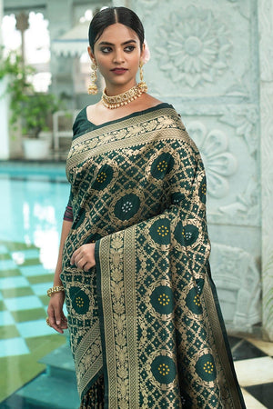 Malachte Green Banarasi Saree