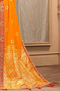 Banarasi Saree Mango Yellow Printed Banarasi Saree saree online