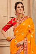 Banarasi Saree Mango Yellow Printed Banarasi Saree saree online