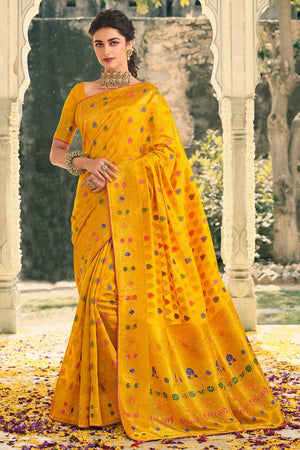Marigold Yellow Banarasi Saree
