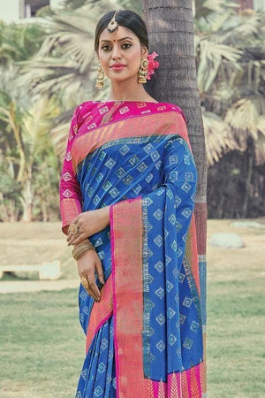 Marlin Blue Banarasi Saree
