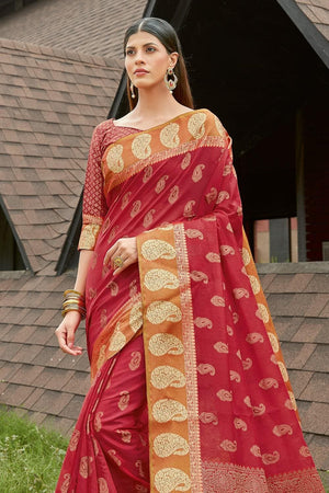 Maroon Banarasi Saree