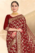 Banarasi Saree Maroon Red Printed Banarasi Saree saree online