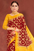 Maroon Red Zari Butta Saree
