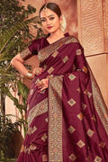 Banarasi Saree Maroon Zari Woven Banarasi Saree saree online