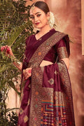Banarasi Saree Maroon Zari Woven Banarasi Saree saree online