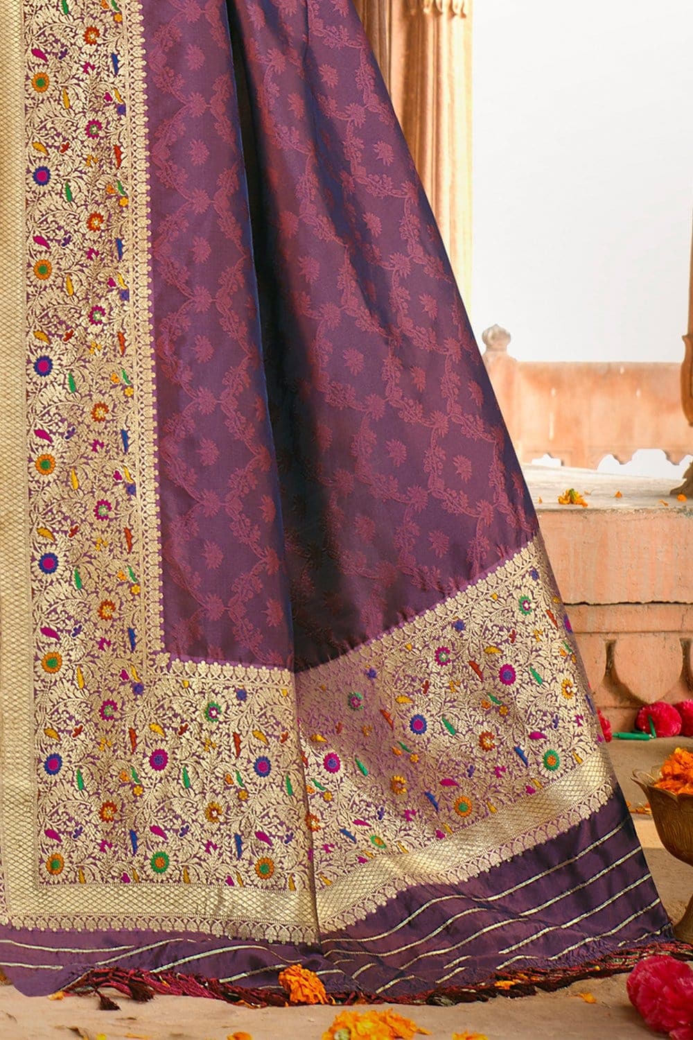 Banarasi Saree Mauve Purple Zari Woven Banarasi Saree saree online