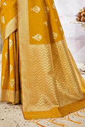 Banarasi Saree Medallion Yellow Zari Motif Banarasi Saree saree online