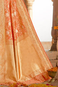 Banarasi Saree Melon Orange Zari Woven Banarasi Saree saree online