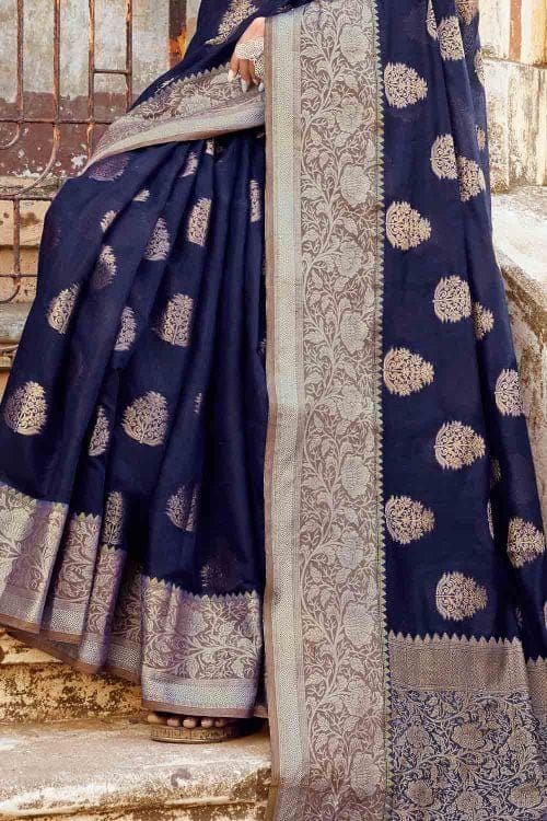 Midnight Blue Banarasi Saree