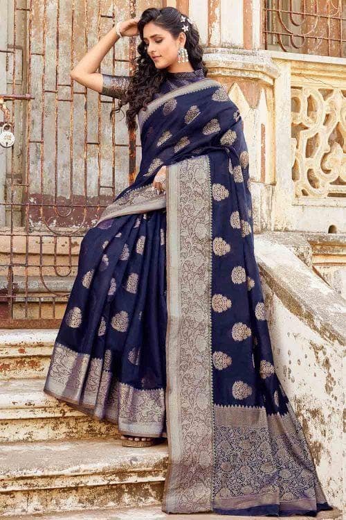 Midnight Blue Banarasi Saree
