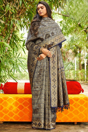 Midnight Blue Banarasi Saree