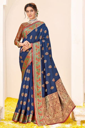 Midnight Blue Banarasi Saree