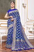 Banarasi Saree Midnight Blue Printed Banarasi Saree saree online