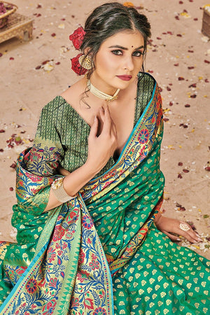 Mint Green Banarasi Saree