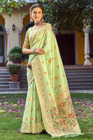 Mint Green Banarasi Saree