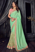 Banarasi Saree Mint Green Banarasi Saree With Embroidered Silk Blouse saree online