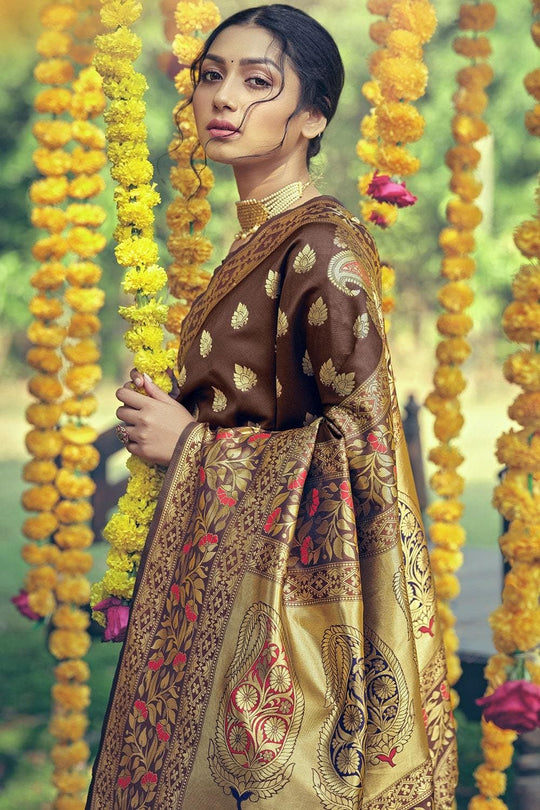 Mocha Brown Banarasi Saree