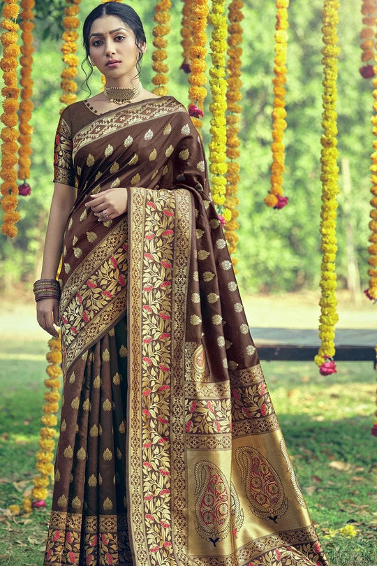 Mocha Brown Banarasi Saree