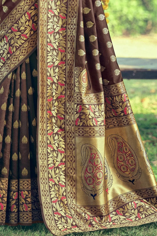 Mocha Brown Banarasi Saree