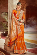 Monarch Orange Banarasi Saree